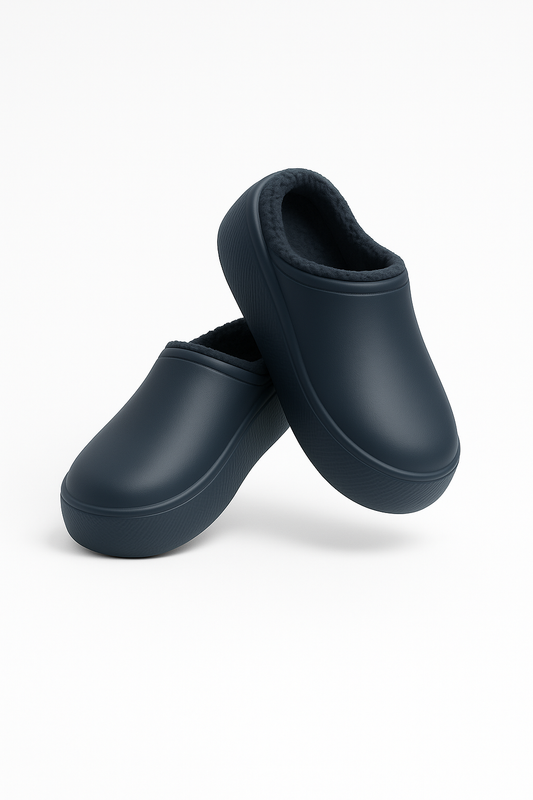 Black Fur-Lined Winter Clog Shoe – Cozy Slip-On Comfort