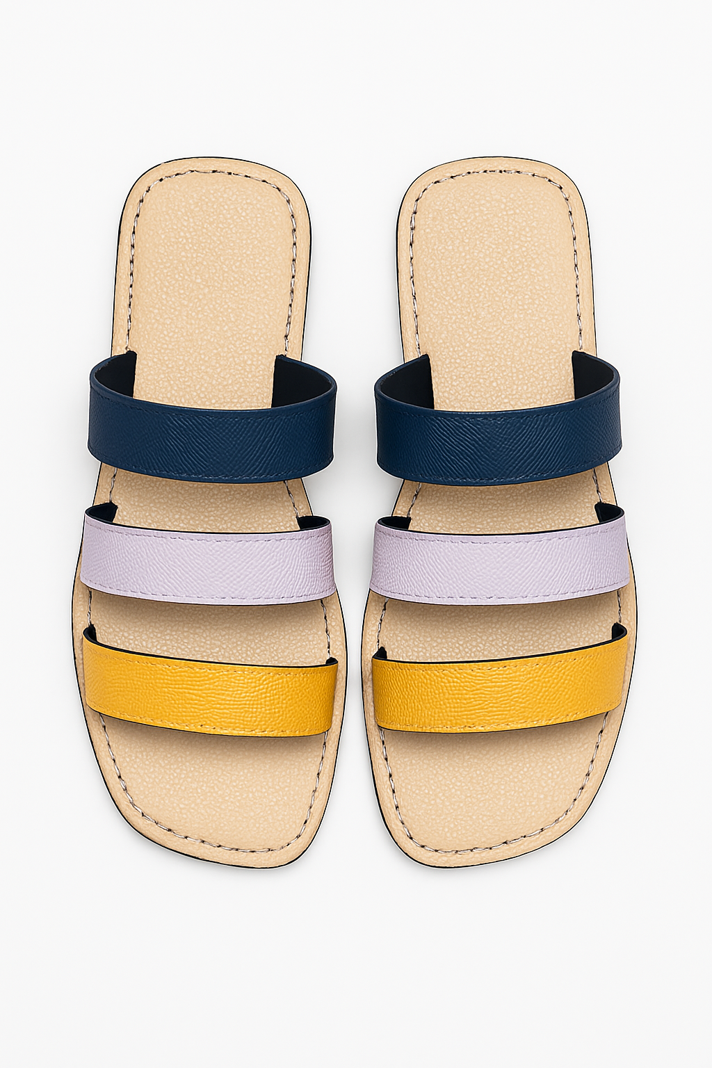 Multicolor Triple Strap Comfort Sandals