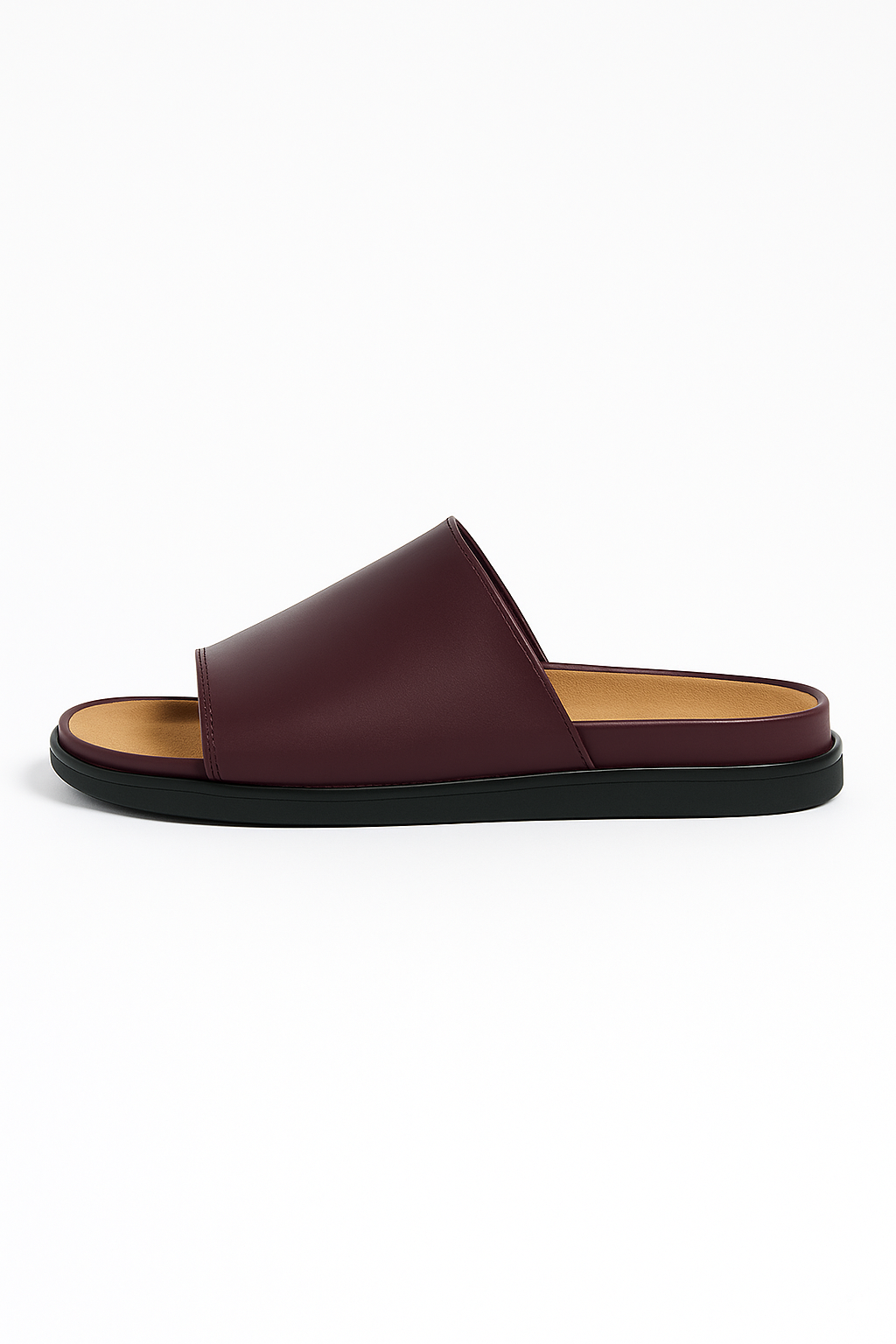 Brown Leather Slide Sandals Comfort Fit