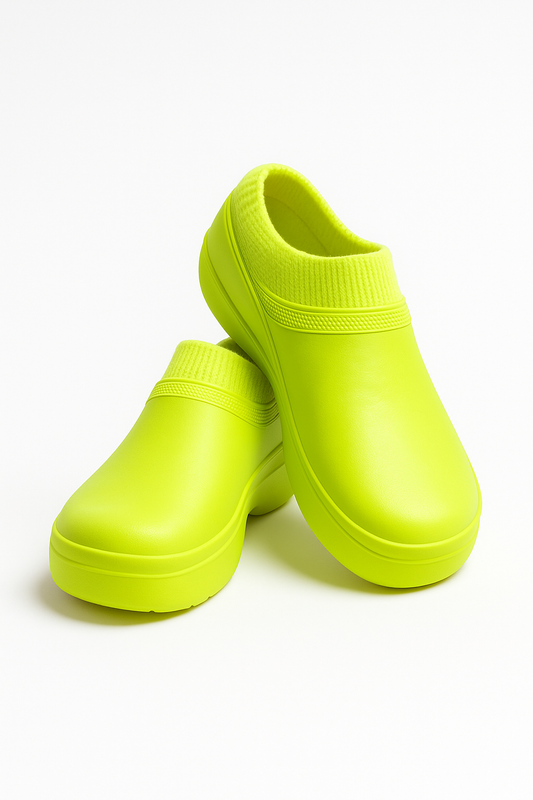 Neon Yellow Slip-On Comfort Clog Shoes