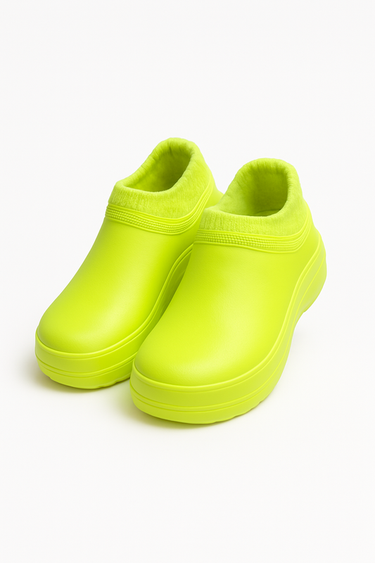Neon Yellow Slip-On Comfort Clog Shoes