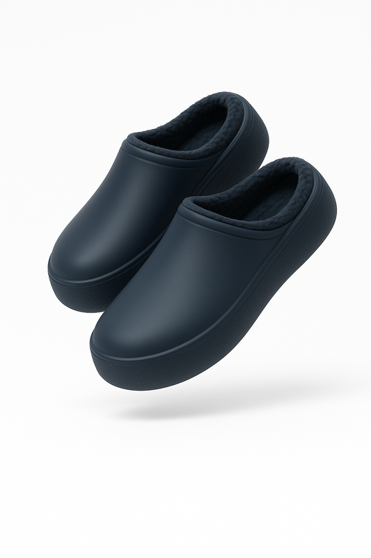 Black Fur-Lined Winter Clog Shoe – Cozy Slip-On Comfort