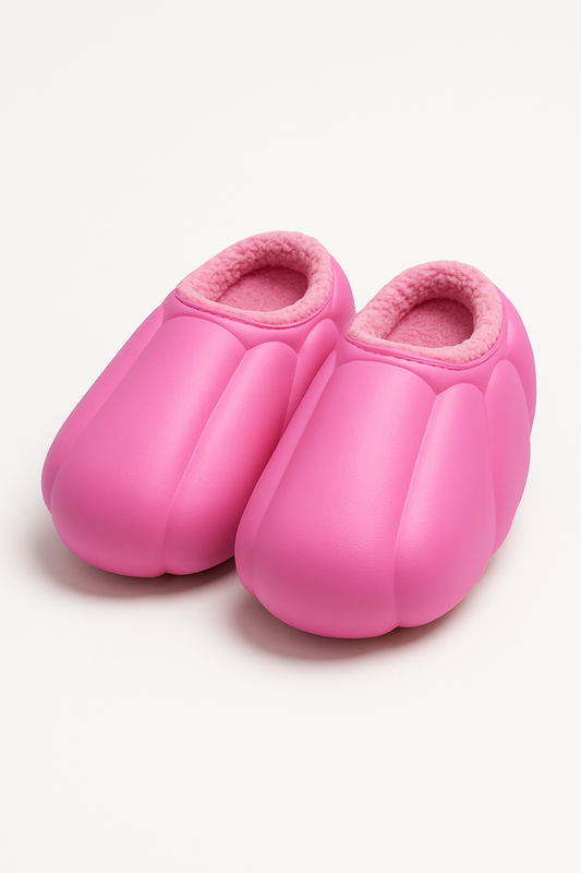 Bubblegum Pink Puffy Plush Indoor Slippers