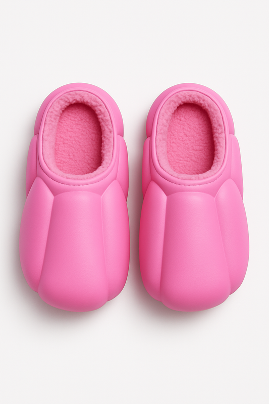 Bubblegum Pink Puffy Plush Indoor Slippers