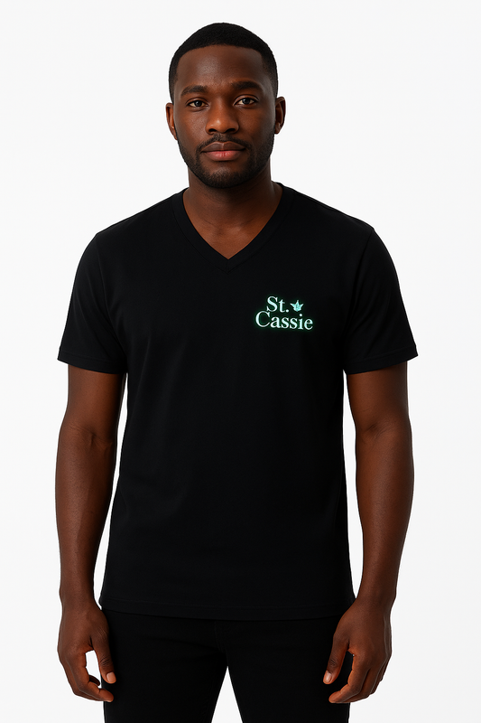 Stcassie White & Black Round Neck & V-Neck short sleeve glow in the dark T-Shirt
