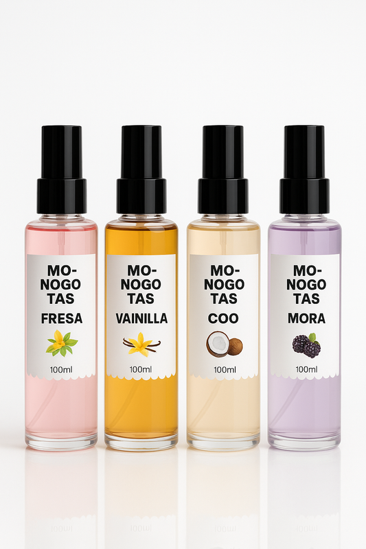 Monogotas Body Mist Collection – Fresa, Vainilla, Coco & Mora (100ml)