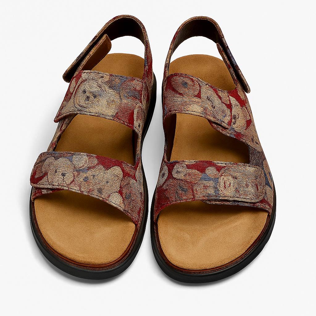 Unisex Vintage Floral Canvas Sandals – Adjustable Comfort Slides