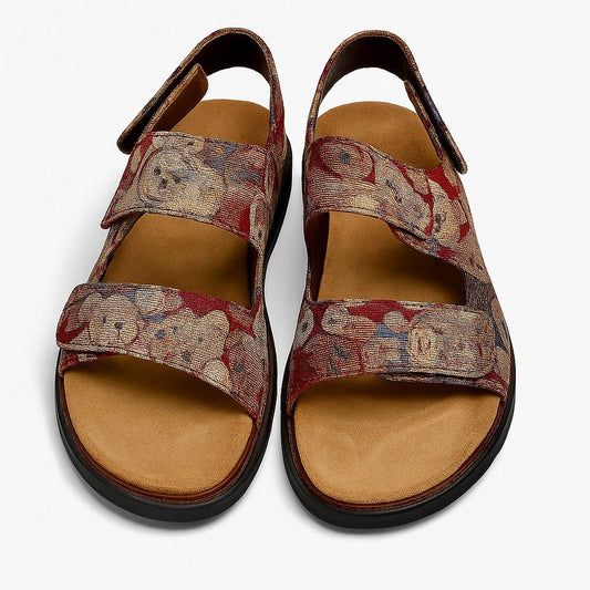 Unisex Vintage Floral Canvas Sandals – Adjustable Comfort Slides