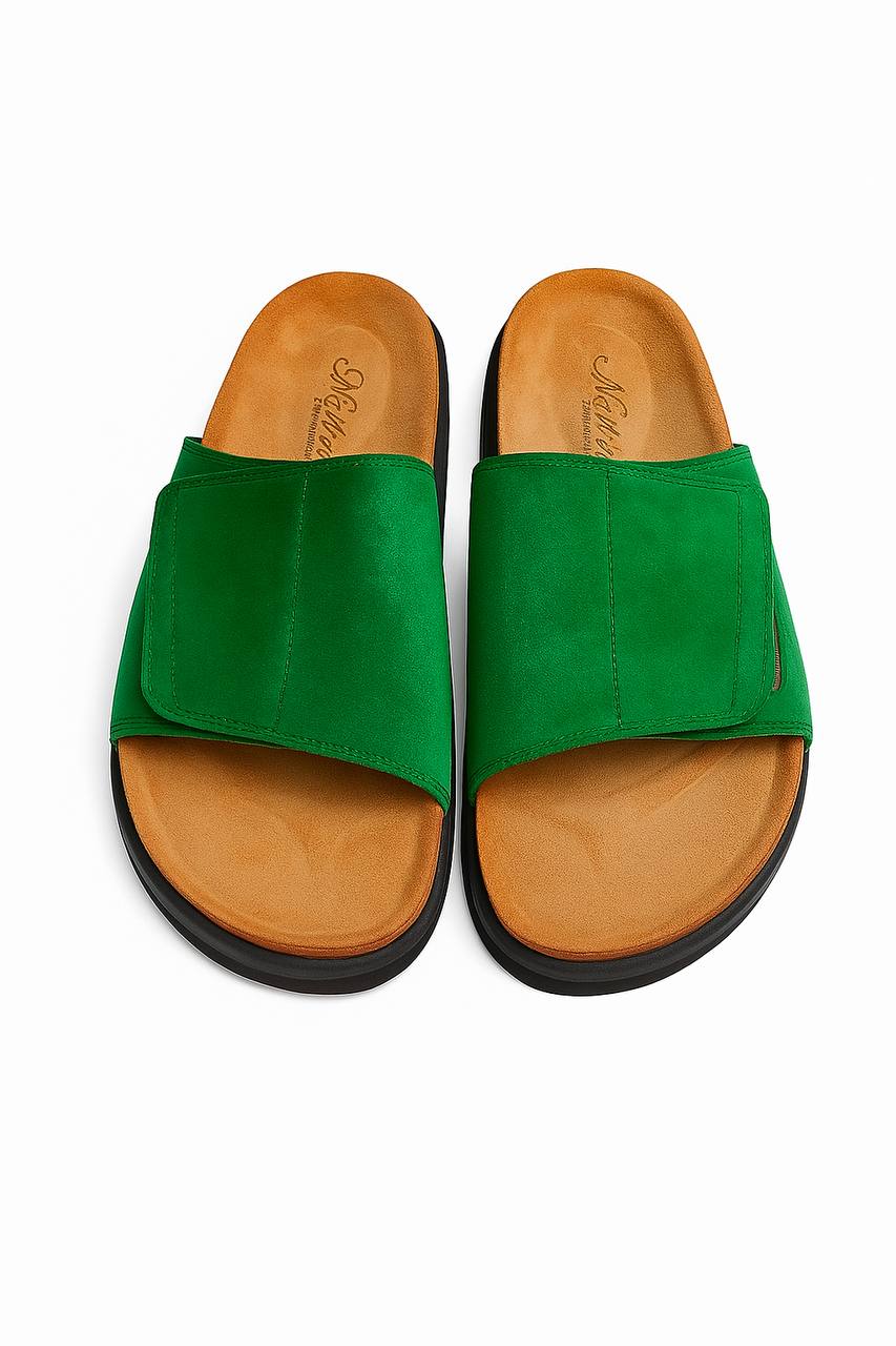 St. Cassie Premium Suede Slide Sandals – Emerald Green