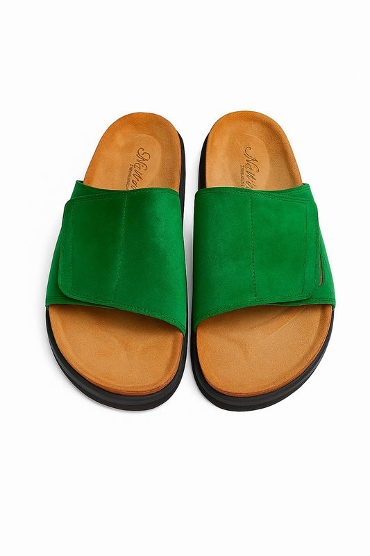 St. Cassie Premium Suede Slide Sandals – Emerald Green